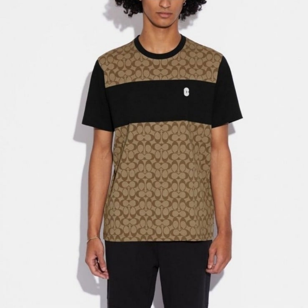Coach Men's Black and Brown Patterned Shirt